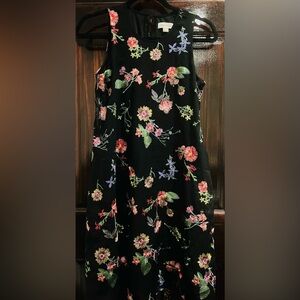 Calvin Klein Black Floral Embroidered Dress – Size 6, Brand New with Tags